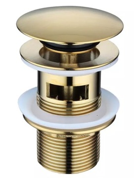 KOREK UMYWALKOWY KLIK-KLAK ZŁOTY MOSIĘŻNY PRZELEW SYFON Z PRZELEWEM