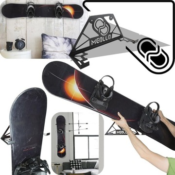 UCHWYT ŚCIENNY NA DESKĘ 35cm STOJAK NA ŚCIANĘ SNOWBOARD WAKEBOARD CZARNY