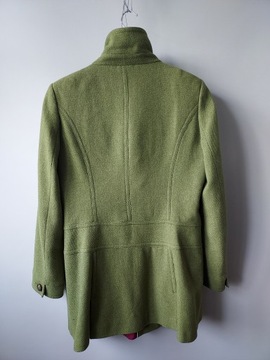 NEXT zielony dwurzędowy płaszcz wełna wool 14 42