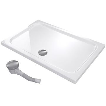 BRODZIK PRYSZNICOWY SLIM PROSTOKĄTNY NISKI 5 CM 120x70 BIAŁY WHITE SYFON