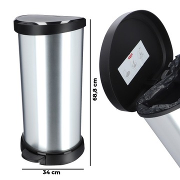 ИЗОГНУТЫЙ МУСОРНЫЙ БАК С ПЕДАЛЬНОЙ КРЫШКОЙ 40Л