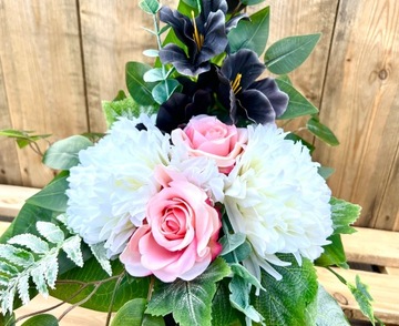 УНИКАЛЬНЫЙ НАБОР искусственных цветов Букет + Оформление букета на могильный памятник