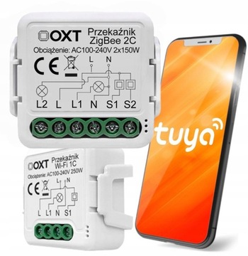 OXT Mini Przekaźnik 2 Obwody ZigBee TUYA Smart Life Zigbee2MQTT