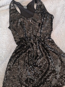 Czarny cekinowy top L