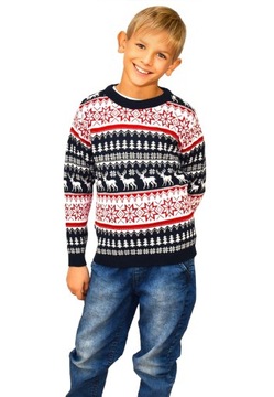 ДЕТСКИЙ РОЖДЕСТВЕНСКИЙ ДЖЕМПЕР НОРВЕЖСКИЙ ТЕМНО-КРАСНЫЙ РОЖДЕСТВЕНСКИЙ 4/5 ЛЕТ