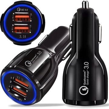 ŁADOWARKA SAMOCHODOWA ZASILACZ USB SZYBKA MOCNA DO TELEFONU AUTA QC 3.0