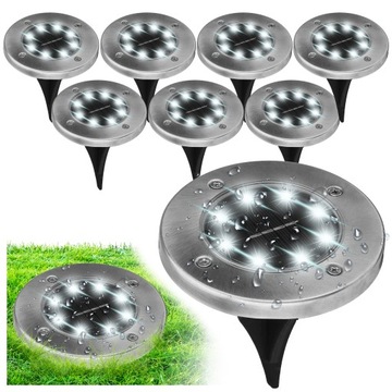 LAMPA SOLARNA OGRODOWA LED GRUNTOWA WBIJANA 8 szt