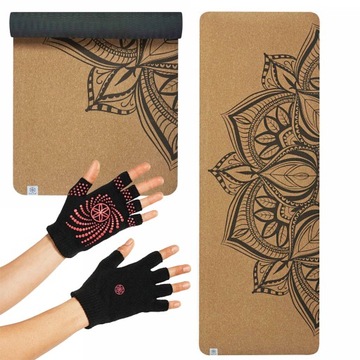 GAIAM MATA DO JOGI CORK MANDALA 63495 + rekawiczki