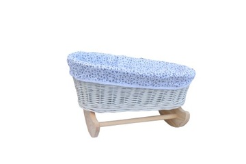 KOŁYSKA WIKLINOWA D/LALEK BIAŁY + DODATKI