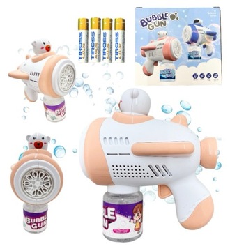 PISTOLET NA BAŃKI MASZYNA DO BANIEK OŚWIETLENIE LED + PŁYN + BATERIE 4 szt.