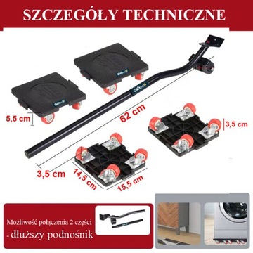 ZESTAW ROLKI DO TRANSPORTU PRZESUWANIA MEBLI GIFTEAK *WIDEO*