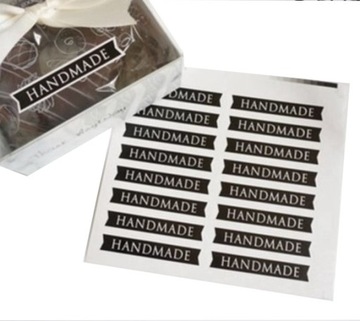 3X NAKLEJKI HANDMADE RĘKODZIEŁO 48szt WYROBY