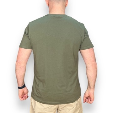 Bawełniana koszulka wojskowa z rzepami militarny zielony khaki stopień