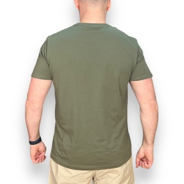 Bawełniana koszulka wojskowa z rzepami militarny zielony khaki t-shirt