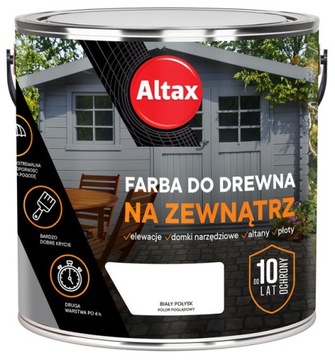 ALTAX КРАСКА ДЛЯ ДЕРЕВА БЕЛАЯ ПОЛУМАТОВАЯ 2,5л