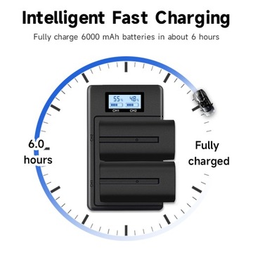 2 шт. аккумулятор емкостью 6000 мАч NP-F730 NP-F750 NP-F770 + USB-зарядное устройство с ЖК-дисплеем для Sony