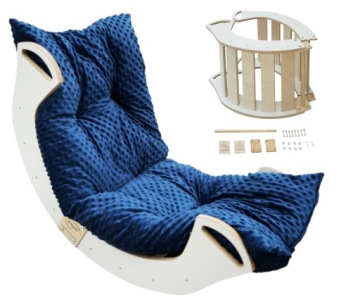 Houpačka dřevěný bílý s polštářkem Granát Mdf Montessori pro dítě 85 cm/M