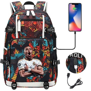 НОВЫЙ РЮКЗАК А4 2024 ГОДА REAL MADRID Mbappé ВОДОНЕПРОНИЦАЕМЫЙ USB-ДИЗАЙН