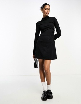 Asos Design uyf mini sukienka trapezowa czarna stójka XL NH2