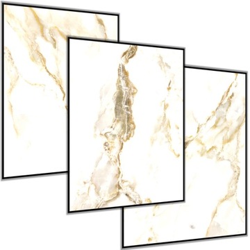 3 x PLAKAT OBRAZ 21X30 A4 BIAŁY ZŁOTY MARMUR GLAMOUR