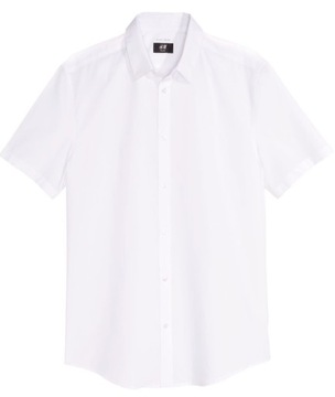 Koszula krótki rękaw slim fit easy iron H&M biała r.S