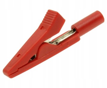 ZLACZE KROKODYLEK POMIAROWY GNIAZDO 2mm CZERWONY