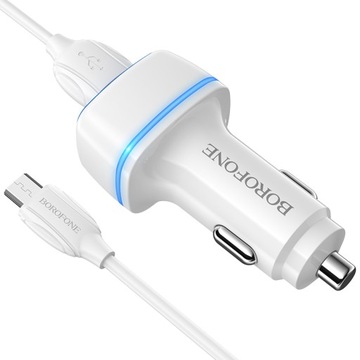Borofone Ładowarka samochodowa BZ14 Max - 2xUSB - 2,4A z kablem USB na Micr