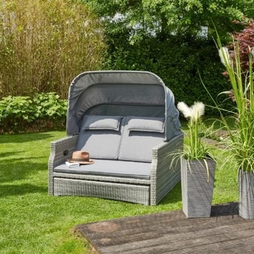 SOFA WYSPA OGRODOWA LOBOS II LEŻANKA 2os. ROZKŁADANA Z PODUSZKAMI MARKIZĄ !