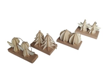 Рождественская елка звезда орнамент деревянный кулон 2шт