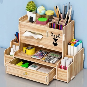 СТОЛ-ОРГАНИЗАТОР С ДЕРЕВЯННЫМИ ЯЩИКАМИ