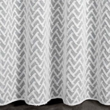 Готовая штора на колесах 140Х250, белая, из этамина, 3D рисунок внизу шторы.