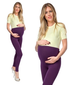 LEGGINSY CIĄŻOWE bawełniane getry z panelem ciążowym S/36