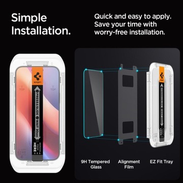 Стекло закаленное для iPhone 16 Pro, Spigen EZ Fit 2P, с аппликатором, прочное