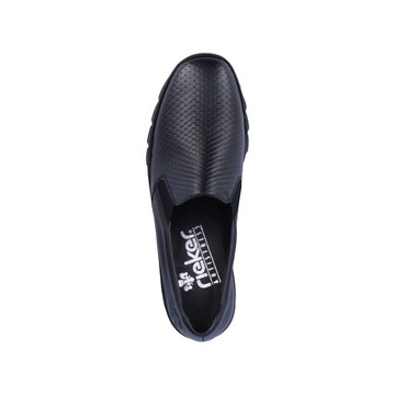 RIEKER buty, półbuty, czarne damskie skóra N3363