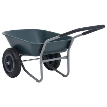 vidaXL Taczka, zielono-szara, 140x63x65 cm, 78 L, 100 kg
