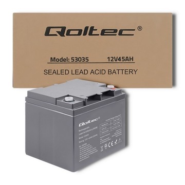 Akumulator AGM QOLTEC Akumulator AGM | 12V | 45Ah | max. 13.5A Zasilacz