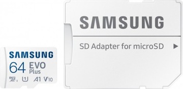 Samsung EVO PLUS microSDXC 64 ГБ UHS-I U1 [запись 20 МБ/с, чтение 130 МБ/с]