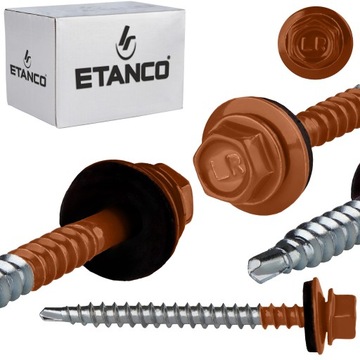 Wkręty farmerskie 4,8x60 mm RAL 8004 100 szt. blachowkręty Etanco GTF2 Z14