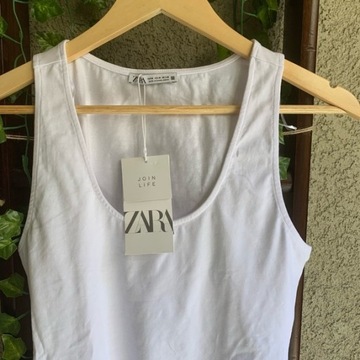 ZARA body tank top podkoszulek biały bokserka quiet luxury bawełniany NOWY