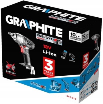 Аккумуляторный УДАРНЫЙ гайковерт 18 В Графит 58G018 +6