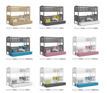 Двухъярусная кровать 200x90 + матрасы KUBUŚ для 3 человек
