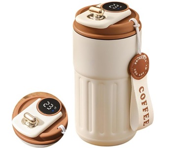 KUBEK TERMICZNY TERMOS Z USTNIKIEM 450ML WYŚWIETLACZ LCD SZCZELNY NA KAWĘ