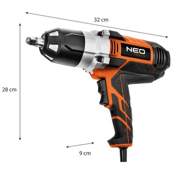 NEO Tools УДАРНЫЙ КЛЮЧ 950 Нм, 1020 Вт, ГОЛОВКИ 1/2 ДЮЙМА