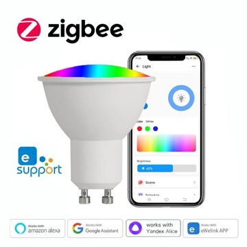 Inteligentna żarówka LED ZigBee GU10 RGB 5W ściemnialne lampy EWelink APP Control