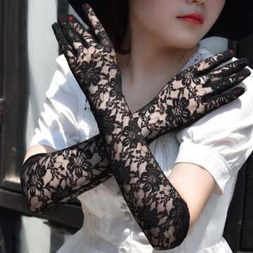 Koronkowe rękawiczki Damskie długie rękawiczki w kwiaty Rękawiczki panny mł