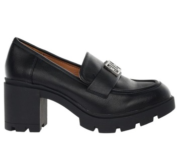 Черные лоферы, туфли Lords, широкий каблук и платформа, размер 40.