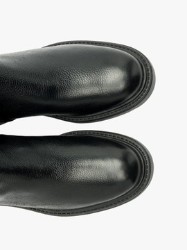 Kozaki klasyczne skórzane damskie czarne RYŁKO buty wysokie przed kolano 37