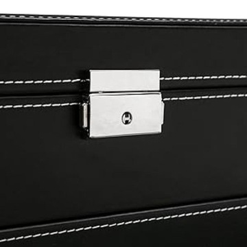 Запираемая коробка для часов с 12 отделениями, искусственная кожа, шкатулка для драгоценностей, коричневая