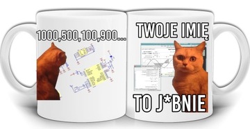 KOT MEM OBLICZENIA +TWOJE IMIE KUBEK + PUDEŁK GW88