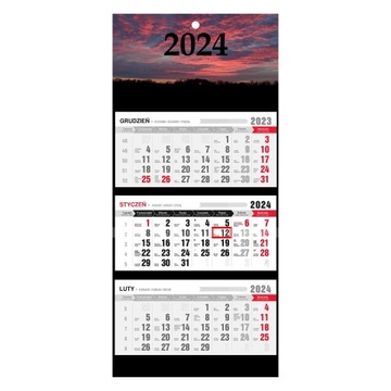 Kalendarz trójdzielny ścienny wschód słońca 2024